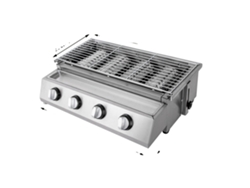 Parrilla de gas, 4 quemadores, altura de parrilla ajustable, color plateado OEM