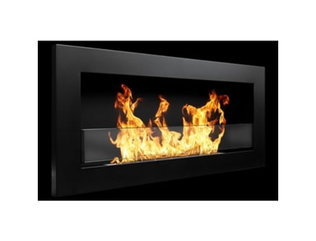 Chimenea de bioetanol de pared o empotrada Livorno Black L 90 x P 12 x H 40 con vidrio