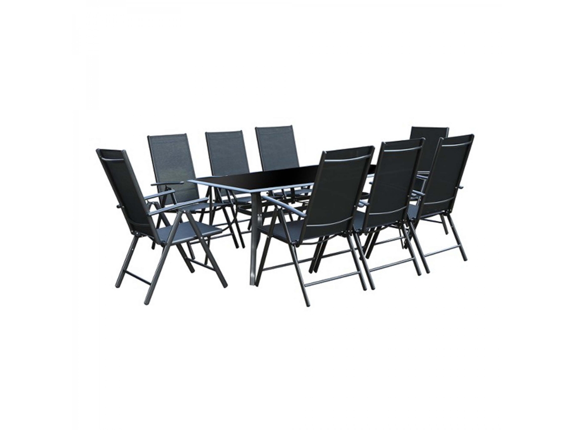 Conjunto de Jardín CONCEPT U 8 Plazas (Negro - Aluminio - 180x90x72 cm)