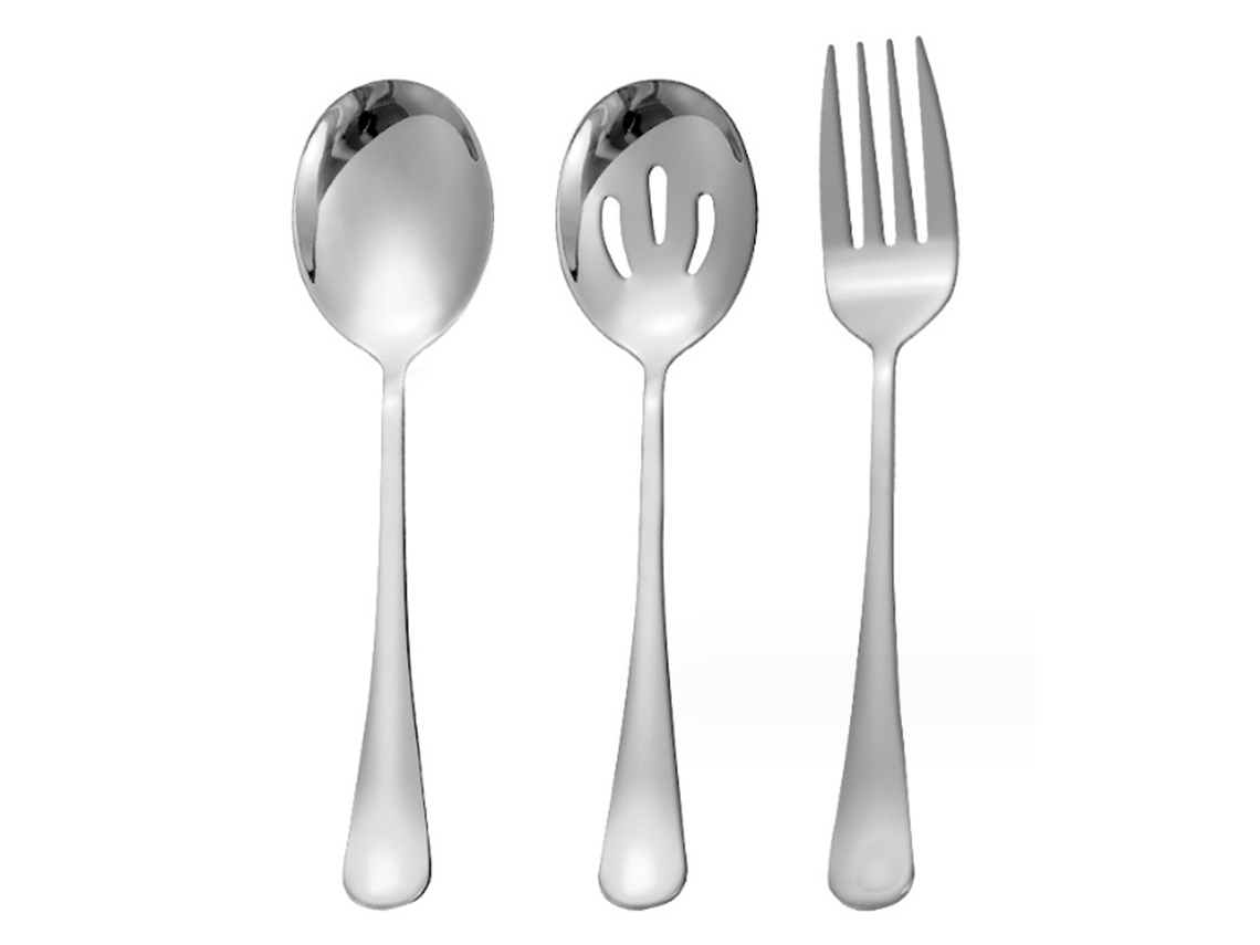MEOIRUERY Juego de 6 Piezas Cucharas y Tenedores en Acero Inoxidable para Buffet, 2 Cucharas de Servir, 2 Cucharas con Ranura, 2 Tenedores, Longitud 8,6 pulgada