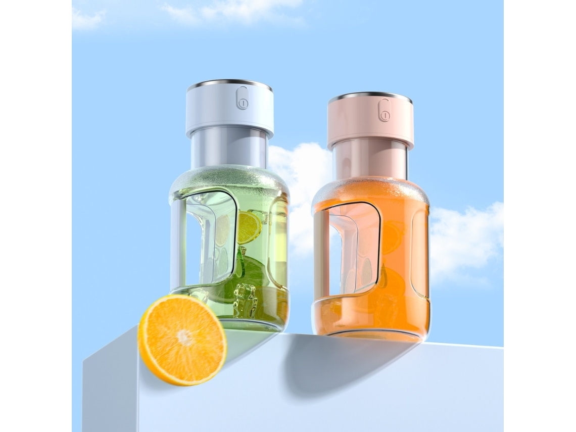 Exprimidor De Frutas Portátil Multifuncional Vaso Exprimidor De Gran Capacidad De 1600ml Con Pajita Rosa Veanxin
