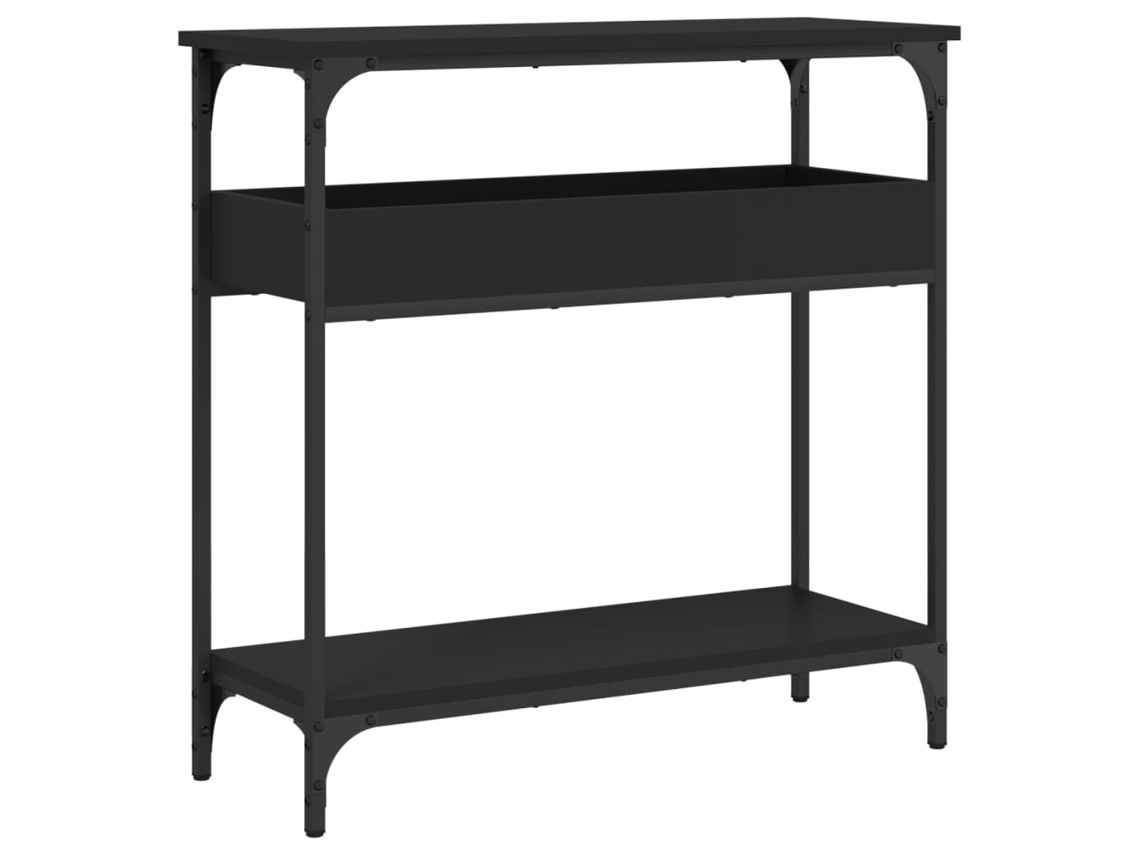 Maison Exclusive - Mesa Consola Con Estante Madera Ingeniería Negra 75x29x75 Cm