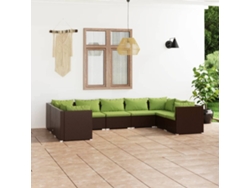 Conjunto de jardín de 9 piezas con cojines de mimbre marrón de DKD Home Decor