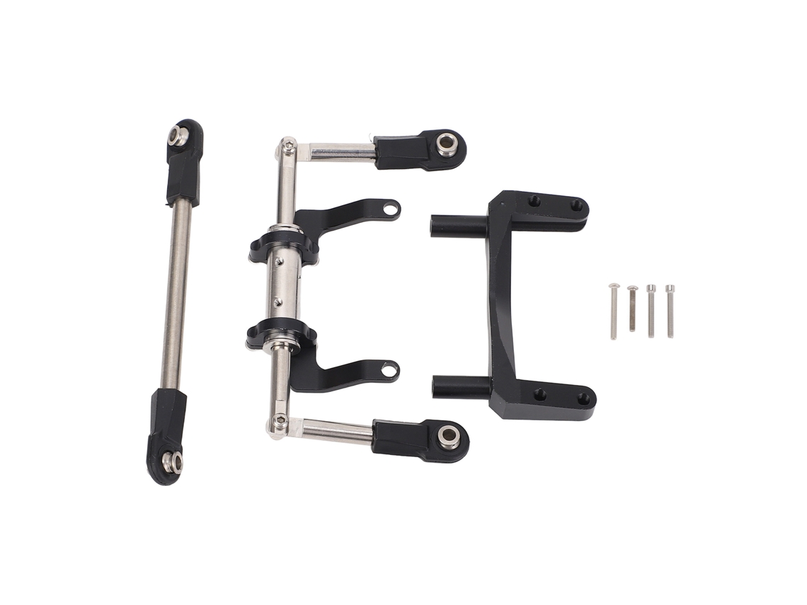 Soporte Para Servo Rc Con Varillaje De Dirección Hidráulica Ajustable Para Modelos Scx10 A Escala 1/10, Aluminio Negro Ligero.