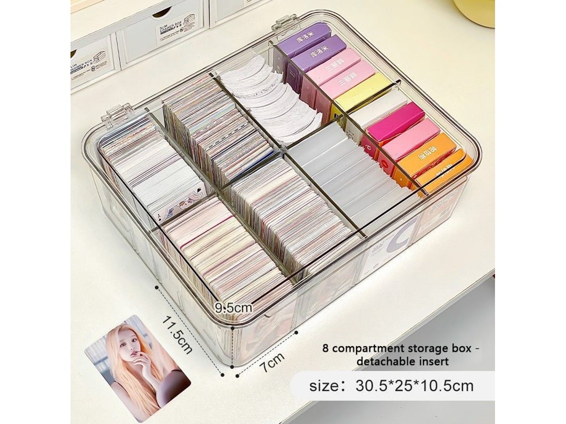 Caja de almacenamiento de tarjetas fotográficas Kpop, bandeja organizadora de tarjetas fotográficas