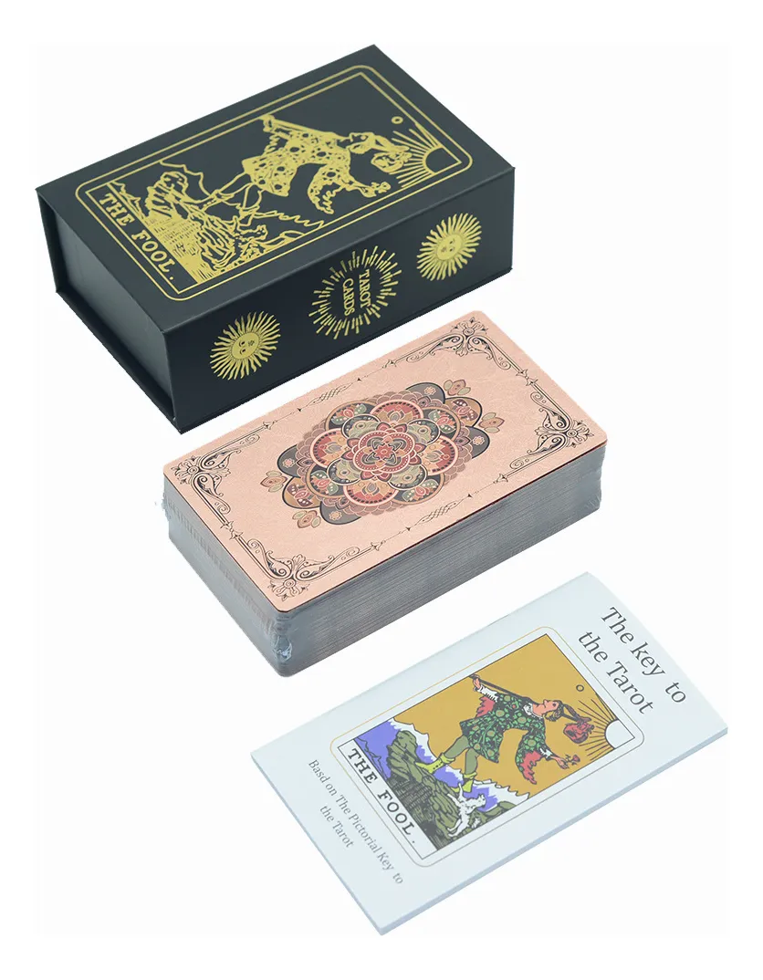 Nuevo Tarot de PVC con estampado cósmico dorado y plateado de Monthslowmoose