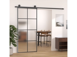 Puerta corrediza | Puerta corredera con herrajes de 90 x 205 cm, ESG, vidrio/aluminio, WSD492990, Lovely Home