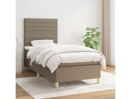 Cama con somier VIDAXL (Gris - Tela - 203 x 90 x 128 cm)