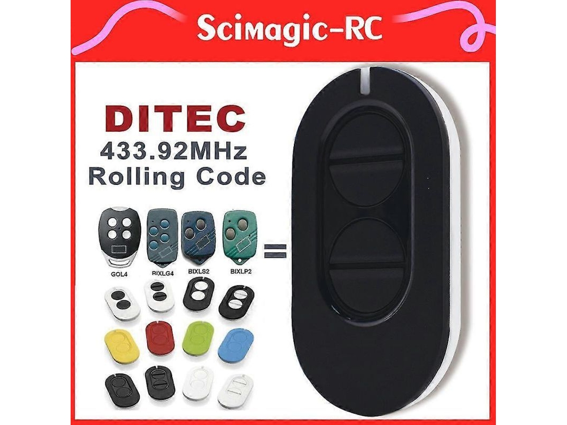 Mando A Distancia Para Puerta De Garaje Ditec Entrematic Zen 2/4 Gol4 Bixlg4 Bixlp2 Bixls2 433,92 Mhz