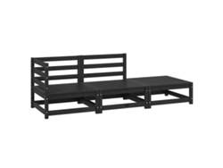 Conjunto 3 de muebles de jardín VIDAXL negro madera maciza de pino
