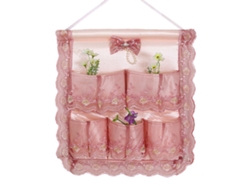 JEIIBRZUI Organizador Bordado Suspenso Sobre ZEAICOS Renda Castanho (44x25x3cm)