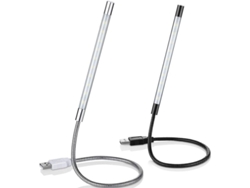 Lámpara De Lectura Led Usb Flexible, Paquete De 2 Unidades Con 10 Led, Regulable Mediante Tacto, Color Negro Y Plateado.