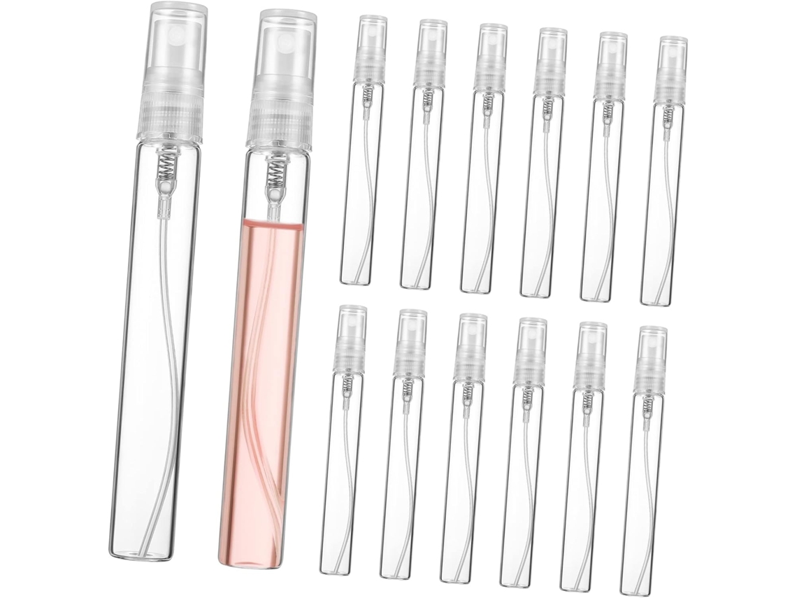 30 Botellas De Vidrio Transparente Con Pulverizador Y Tapa, Rellenables.