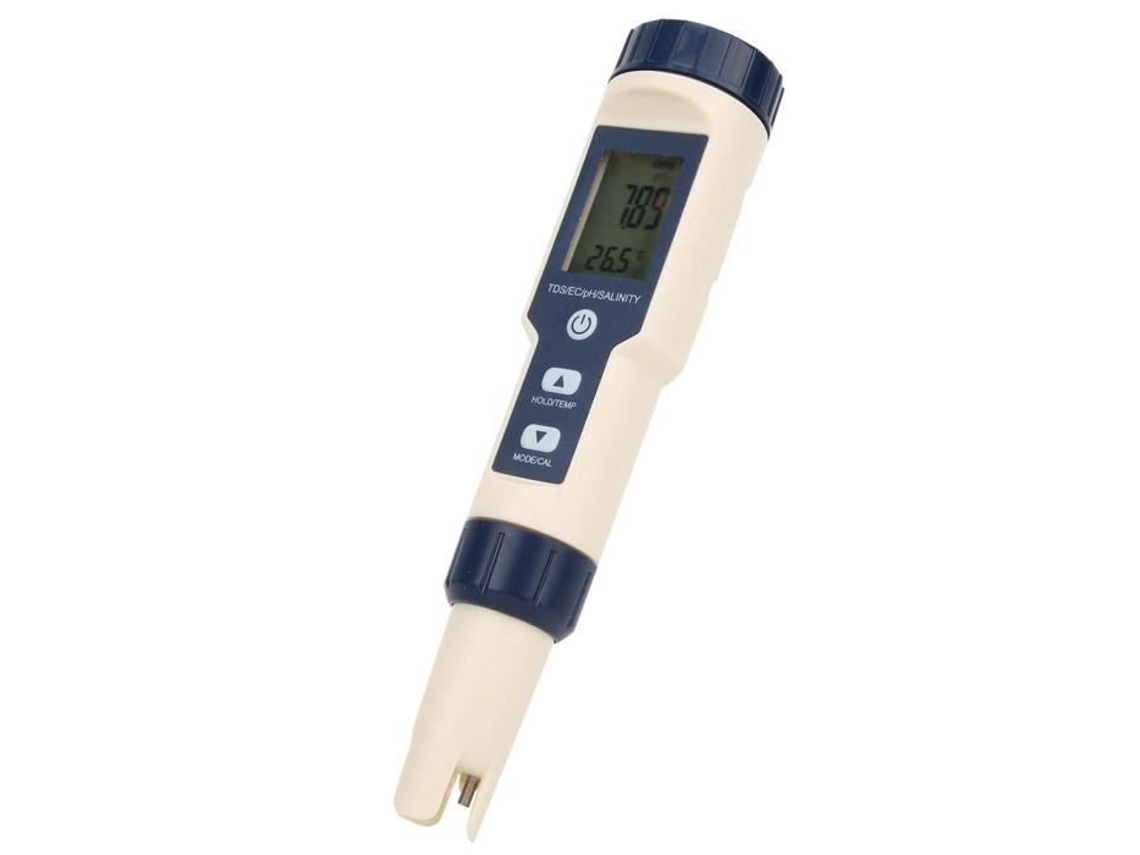 Fdit Medidor de Ph Digital 5 en 1 Medidor Detector Multifuncional Digital portátil de Ph/Salinidad/Temperatura/Tds/Ec