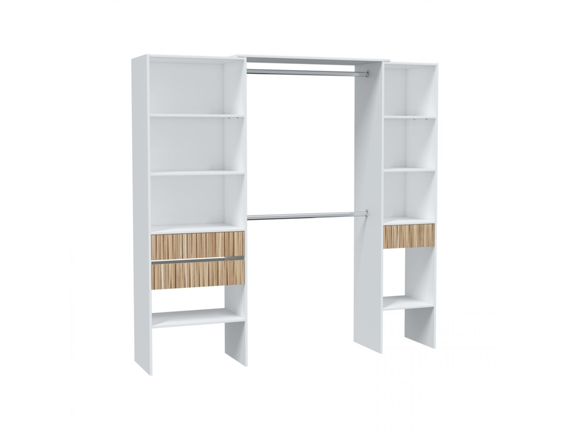 Armario vestidor Ethna Blanco Artik (Blanco Mate) - Natur x 187 x 40 cm