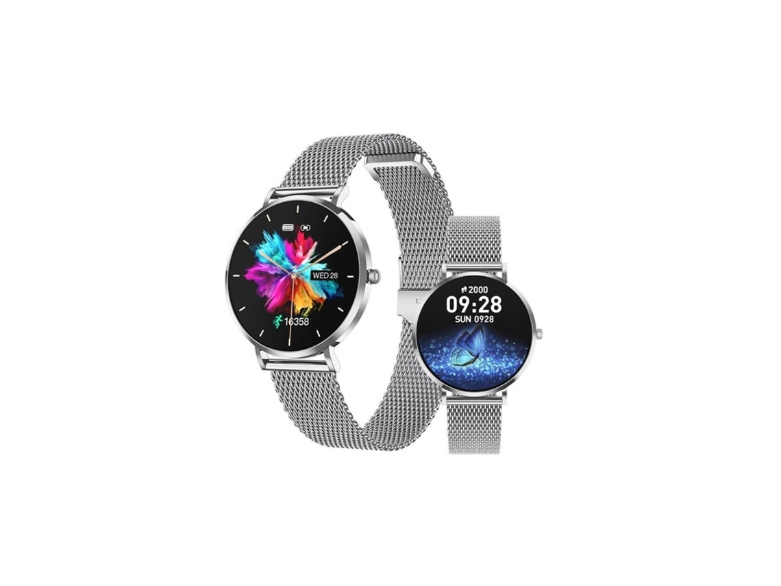 Reloj inteligente T8mini con pantalla AMOLED de 1,19" y monitor de salud para mujer, plateado, Bestvite