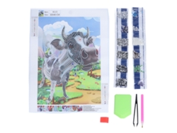 Kit De Pintura De Diamantes De Imitación 5d De 40x30 Cm, Fácil De Usar, Alta Durabilidad, Diseño De Vaca Lechera.