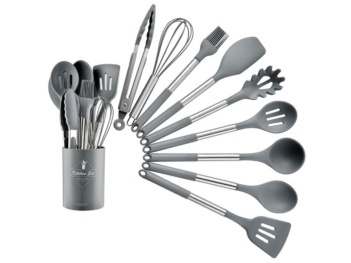 Juego De Utensilios De Cocina De Silicona (gris), 10 Piezas