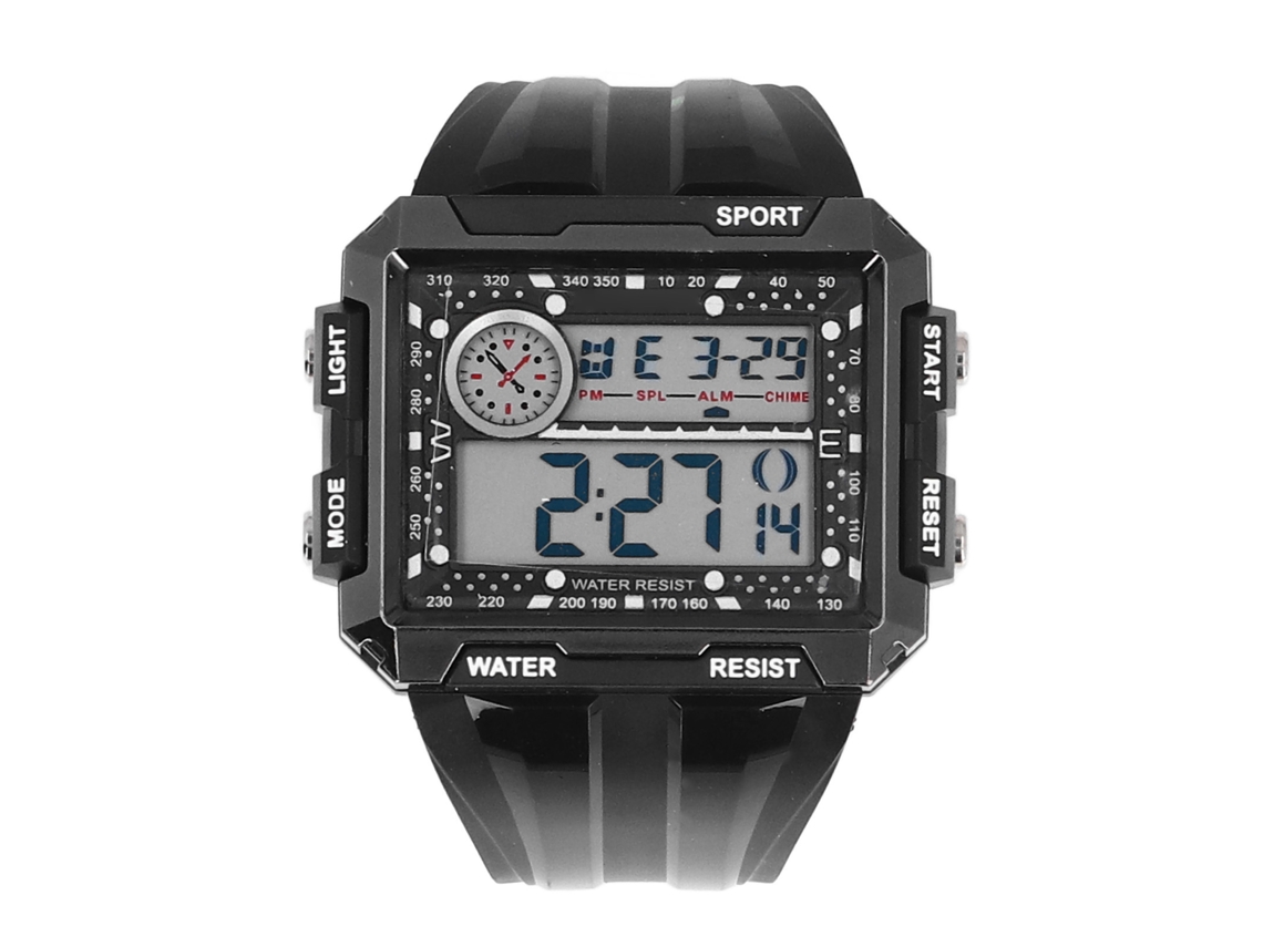 Reloj Deportivo Digital, Rectangular, Pantalla Grande, Resistente Al Agua Hasta 50 M, Luz Led.