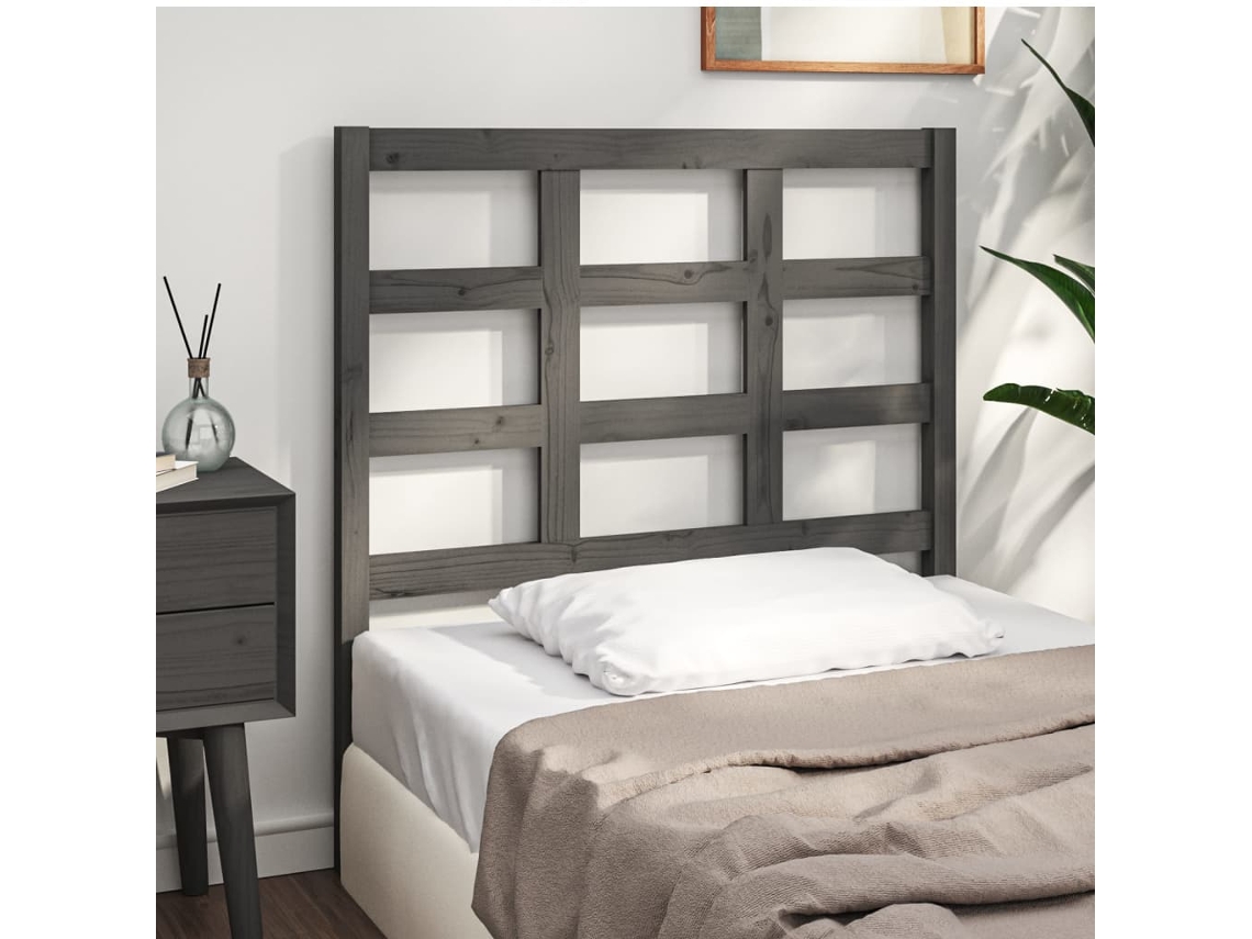 Cabecero De Cama Madera Maciza De Pino Gris 95,5x4x100 Cm