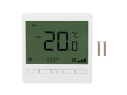 Termostato inteligente Primerox para unidades fan-coil, con pantalla LCD, 220 V y protección contra interferencias para uso residencial.