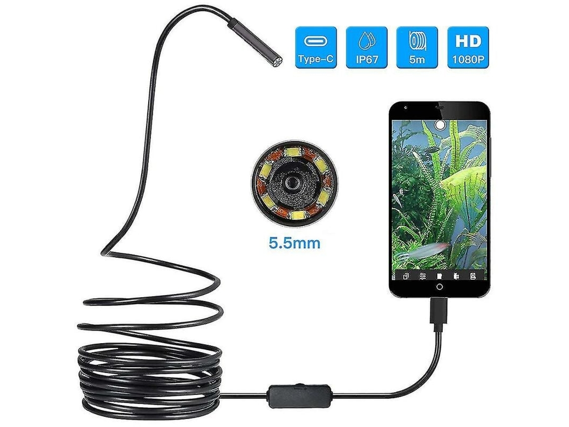 Cámara Endoscópica Inalámbrica Con Luz, Boroscopio Hd De 5,5 Mm Y 1080p Para Múltiples Aplicaciones