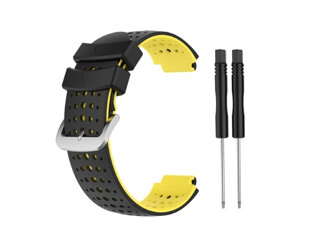 Correa de Silicona dos colores para Garmin Forerunner 735XT 620 630 220 230 235 - negro/amarillo