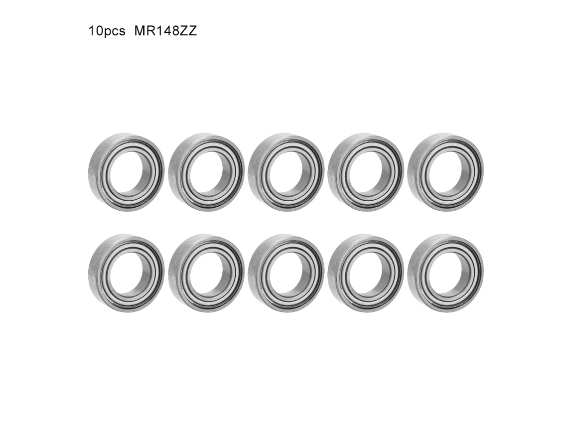 10 rodamientos de bolas de acero de ranura profunda de doble cara (MR148ZZ 8*14*4mm)