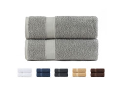 Juego de 2 Toallas de Baño 70x140 cm Algodón de 550 Gsm Gris claro TODOCAMA