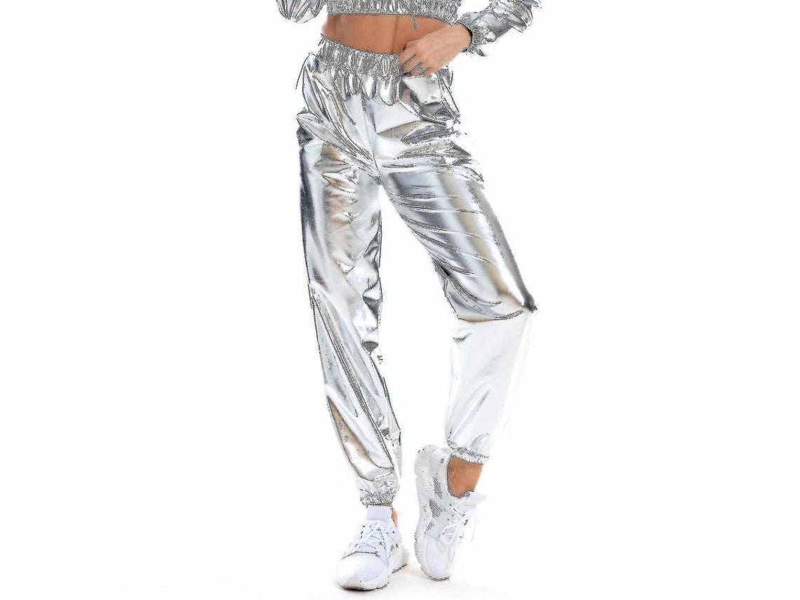 2026-pantalones Casuales De Moda Holográfica Para Mujer Con Estilo Cool Y Brillo Para Club Y Calle