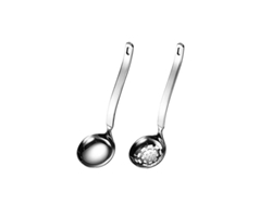 Juego de 2 cucharas de acero inoxidable 304 para sopa y colador con agujeros, mango ergonómico.
