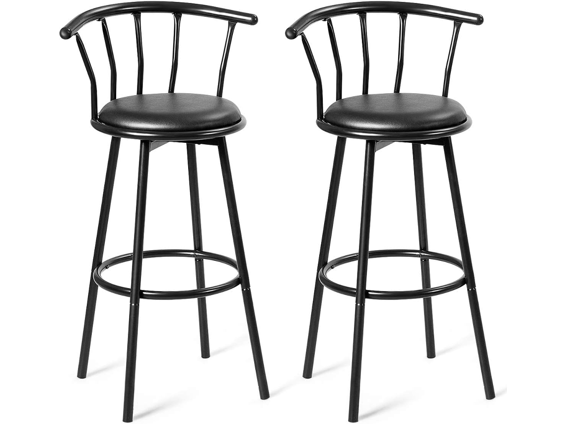 Juego de 2 Sillas de Bar Taburete Alto de Metal para Hogar Cocina Comedor Taburete Industrial COSTWAY