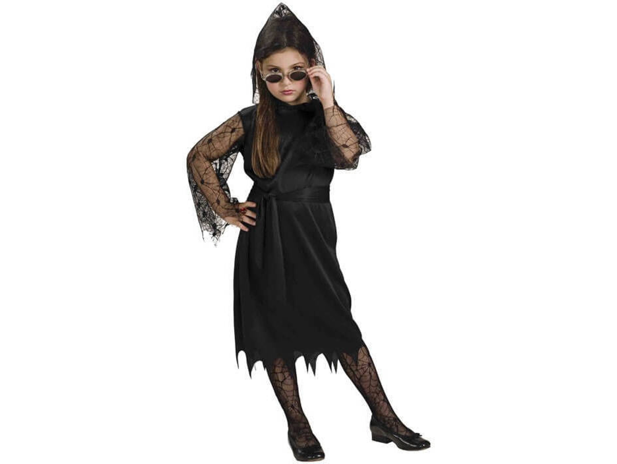 Disfraz de Niña DISFRAZZES Vampiresa Negra Con Telarañas (Talla: 5 a 7 años)