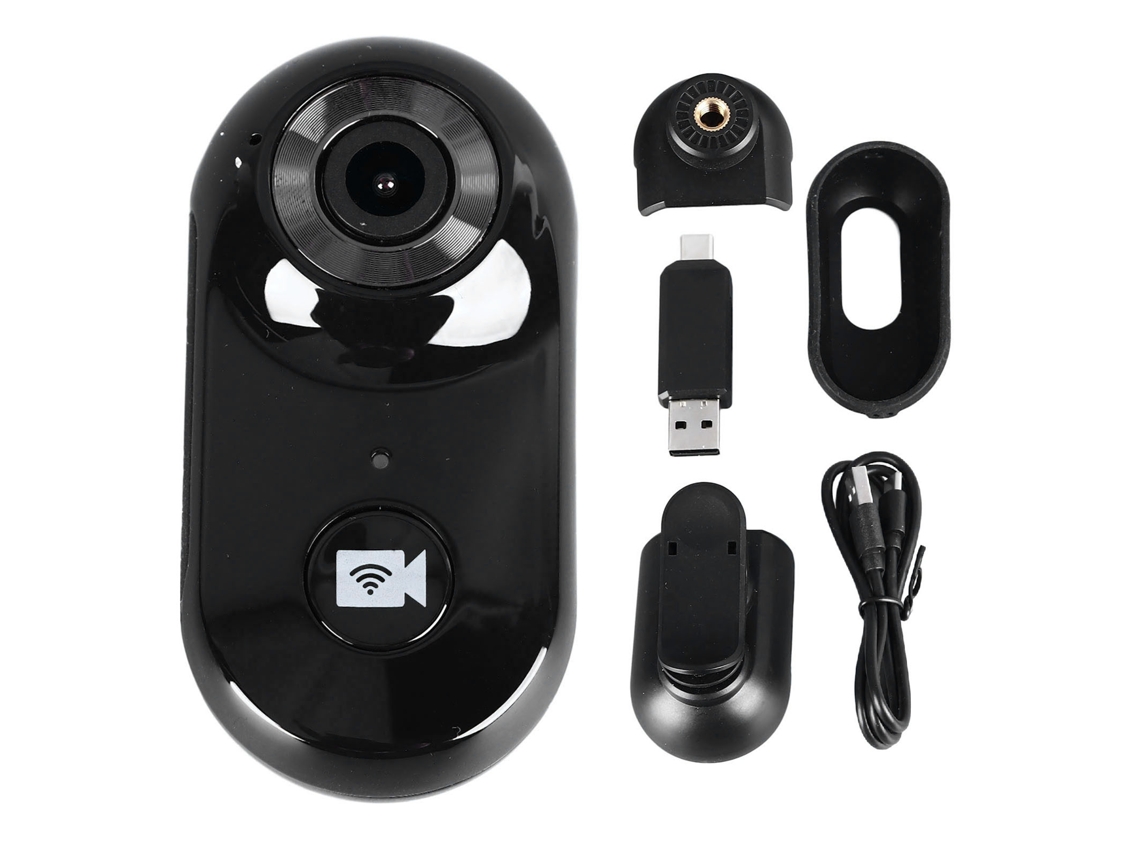 Grabadora de vídeo inalámbrica Micro Mini Wifi HD 1080p 2026 para deportes, motocicletas y mascotas - Negra