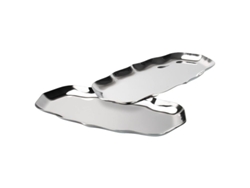 Set De 2 Bandejas De Acero Inoxidable Decorativas Para Perfume Y Tocador Plateado