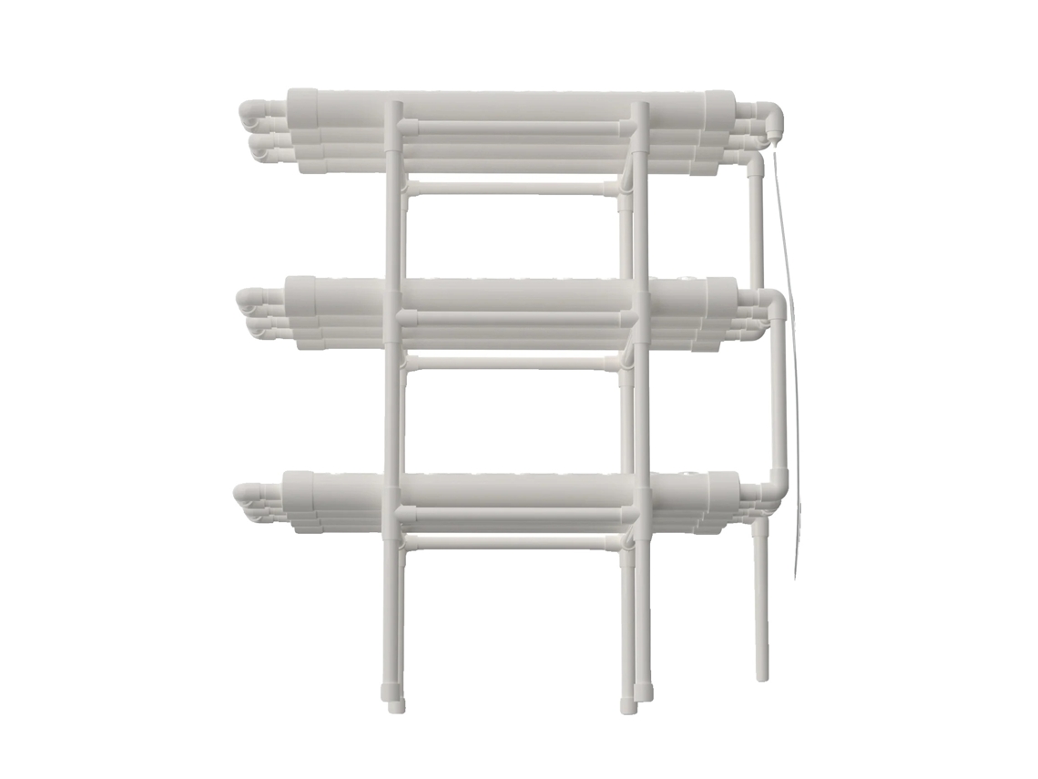 Kit de cultivo hidropónico, sistema de 3 niveles, 108 sitios para plantas, blanco