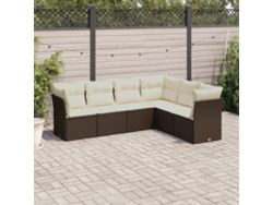 Conjunto de sofá de jardín de 6 piezas con cojines de mimbre sintético marrón de DKD Home Decor