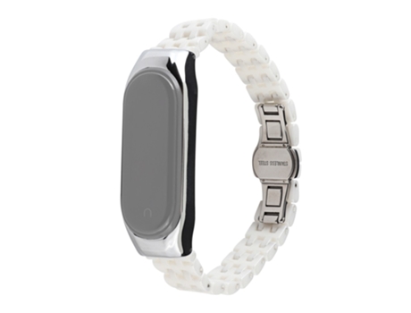 Correa de acero inoxidable para Xiaomi Mi Band 3/Mi Band 4 - cinco cuentas blancas