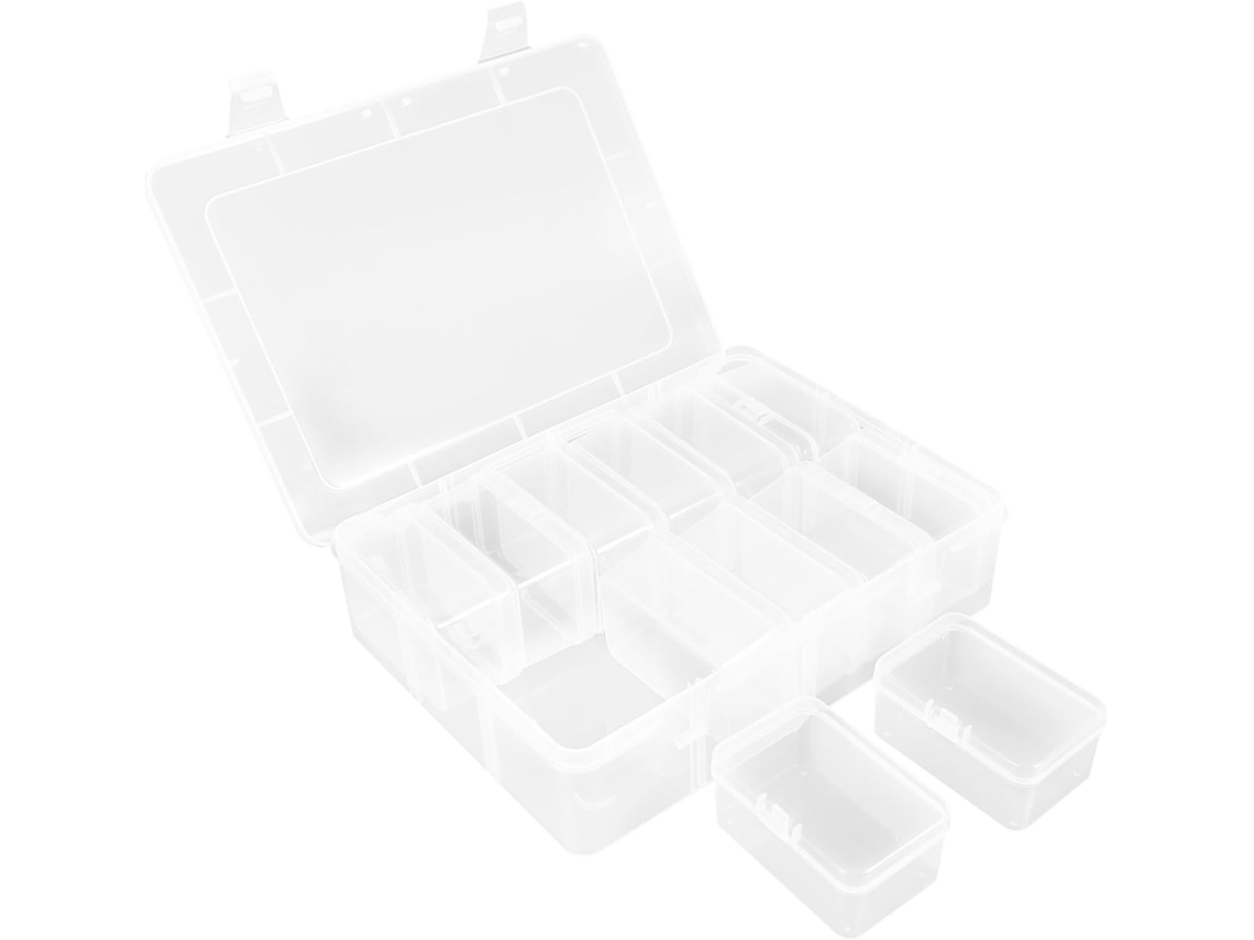 Caixas De Armazenamento De Plástico Transparente Para Miçangas, Caixas Vazias Com Tampa Para Alfinetes E
