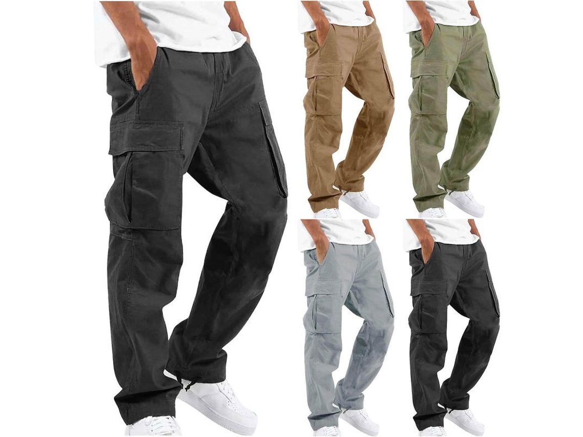 2026-pantalones Cargo Largos Casuales Sueltos De Algodón Y Lino Con Multi Bolsillos Para Hombre