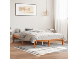 Cama Sin Colchón Madera Maciza De Pino Marrón Cera 140x190 Cm