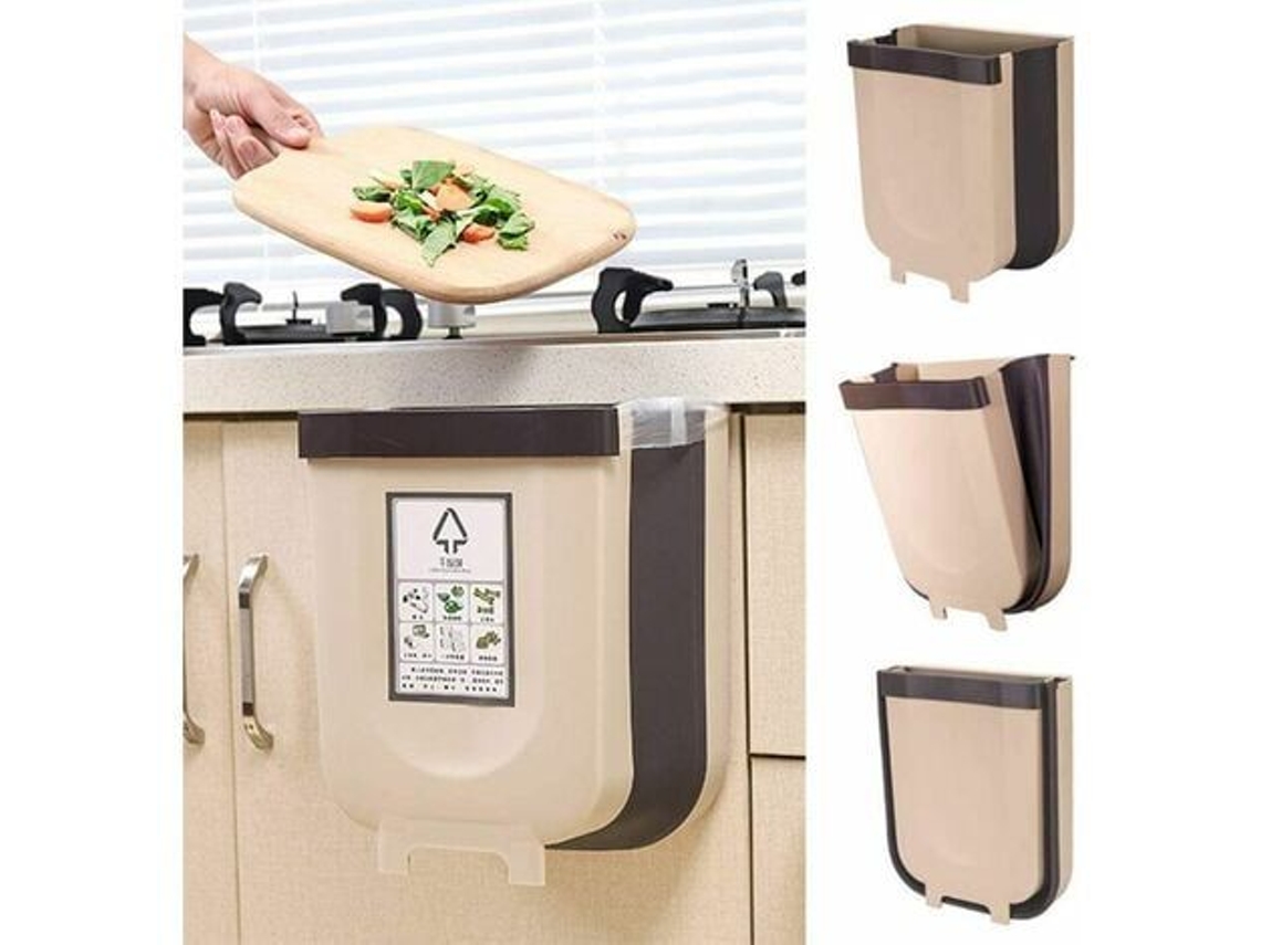 Basurero plegable compacto de pared para cocina y más, con materiales de alta calidad aptos para uso alimentario (5 l)