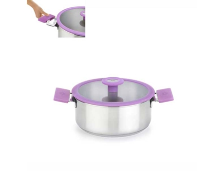 Olla BRA Colorsteel Lila 24Cm Tapa Crist BRA