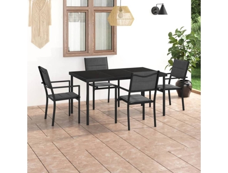 Conjunto 5 de comedor para jardín VIDAXL acero