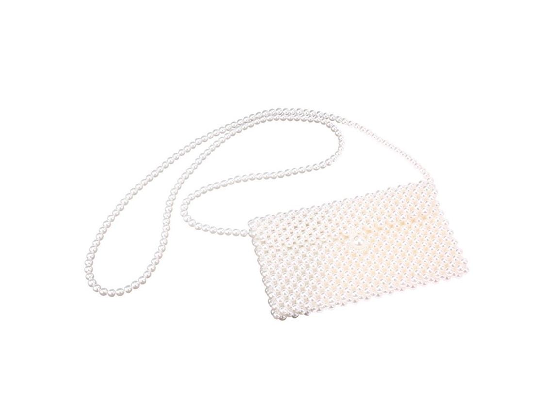 Minibolso Bandolera De Perlas Tejido A Mano Para Mujer Con Funda, Ideal Para Fiestas Y Bodas.