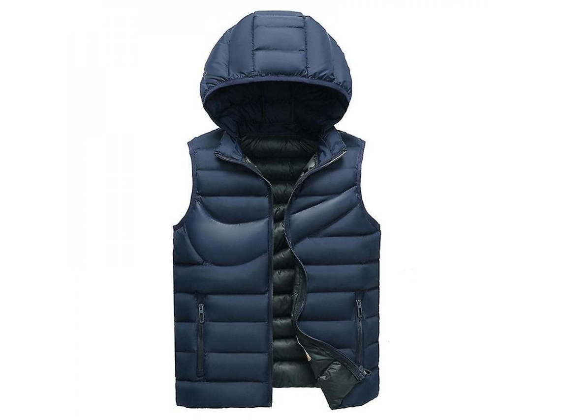 2026-6434-chaleco Acolchado Sin Mangas Para Hombre Con Capucha Desmontable Impermeable Talla Ajustada S Armada