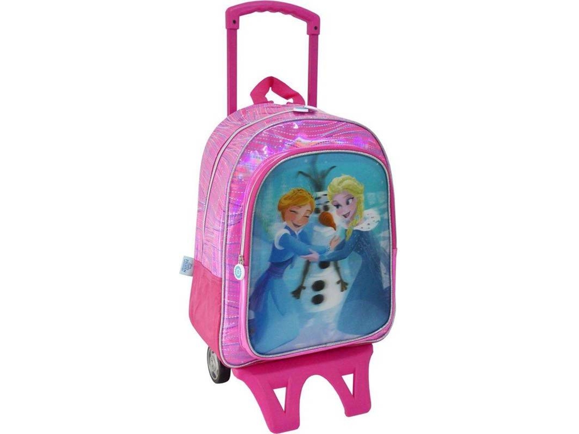 Mochila FROZEN Trolley Adaptable con Ruedas Efecto 5D (Rosa - 33 x 42 x 14 cm)