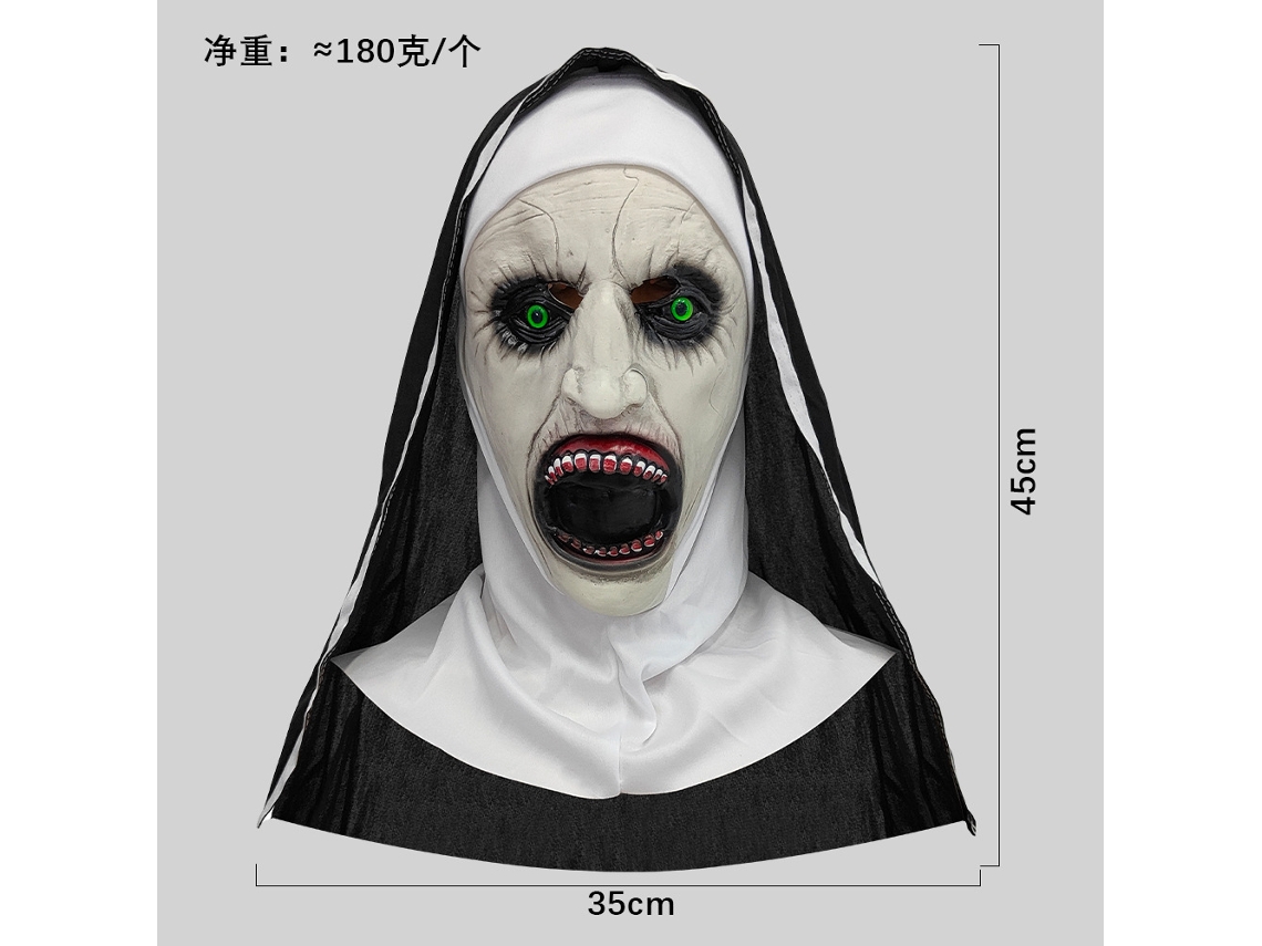 Máscara de monja con la boca abierta para fiesta de Halloween Chennnls