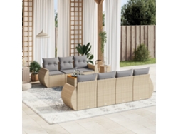 Conjunto de sofá de jardín de 8 piezas con cojines, mimbre sintético beige, Dkd Home Decor