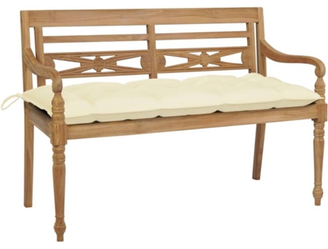 Banco de exterior VIDAXL Crema Teca (120x51.5x84 cm)
